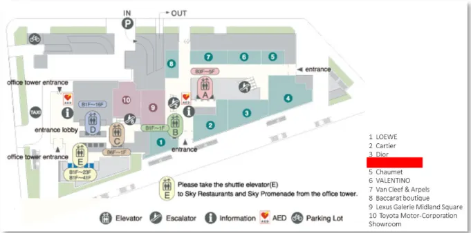 Figure 24 : Localisation de la boutique Louis Vuitton au Midland Square.            