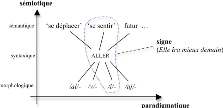 Figure  5.  Dimensions  paradigmatique  et  sémiotique  (pour  le  faisceau  de  signes 