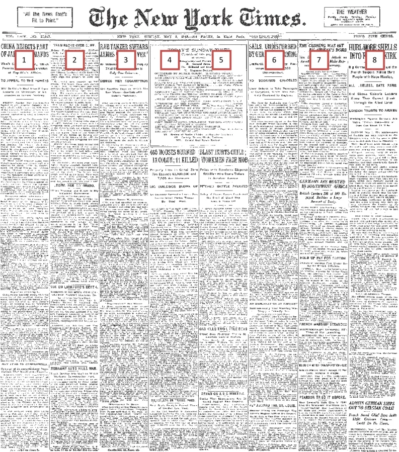 FIGURE 1 : Première page du numéro du 2 mai 1915 
