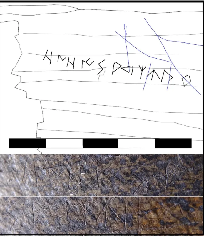 Fig. 3.- Inscription à gauche de la nouvelle roche de la zone 1 d’Osséja. 
