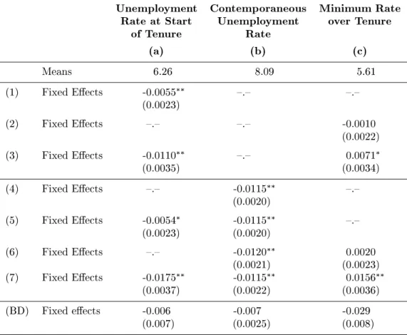 Table 3: Net earnings specications