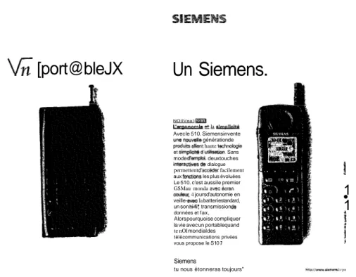 Illustration 5. Mimétisme et différenciation: portable générique contre portable Siemens (L'Express, n° 2416, semaine du 23 au 29 octobre 1997)