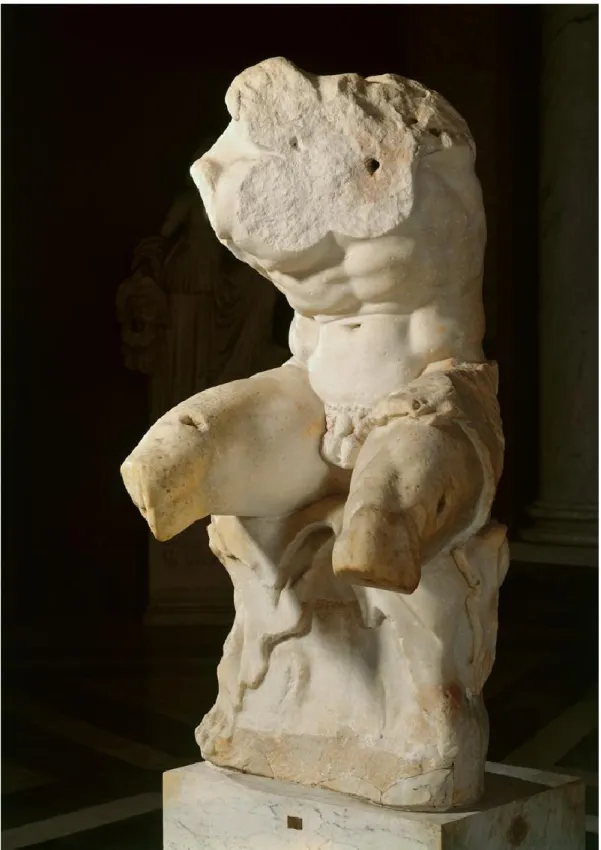 Figure 4 – Apollonios, Torse du Belvédère, sculpture de marbre, 1.59m, copie romaine d’un original grec  de 150 avant Jésus-Christ, Museo Pio-Clementino, Vatican