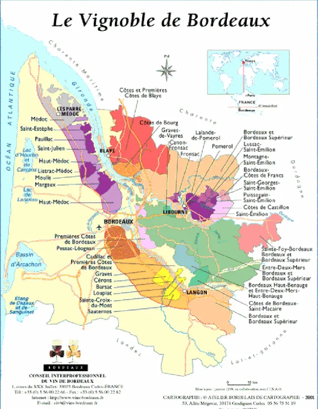 Figure 2: Wine producing region of Bordeaux in France