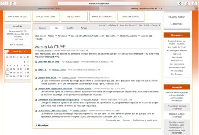 Figure 15 : Dans le dossier « Learning Lab » que nous avons créé, les étudiants ont accès à tous les documents  générés en Learning Lab avec les équipements TBI/VPI  