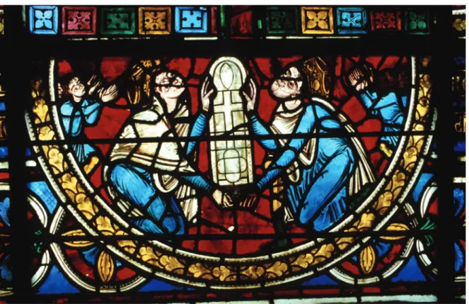 Fig. 10.— Registre inférieur du vitrail de la Crucifi xion de Poitiers (Cl. Brouard-Durand, 1988-CESCM)