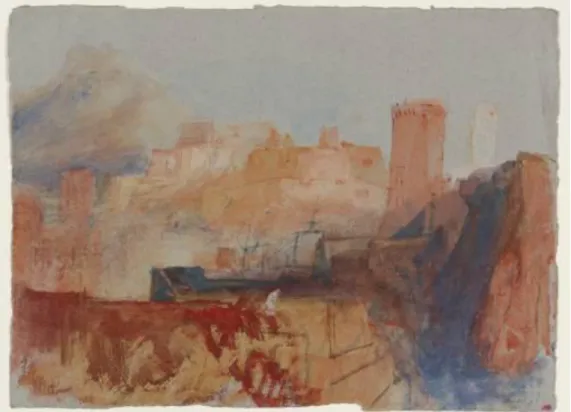 Fig.  6 :  William Turner,  Marseille, dans le port, 1828  (aquarelle et gouache sur papier, 14,2 x 19 cm, D29031, 