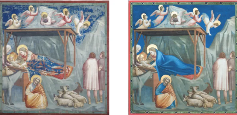 Fig. 3. Padoue, chapelle des Scrovegni, La Nativité de Jésus, après restauration et reconstitution F