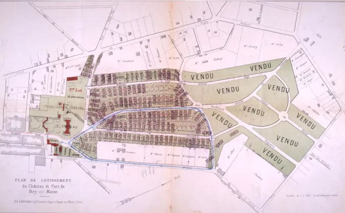 Illustration 2 : Plan du lotissement du parc et du château de Bry-sur-Marne, vers 1897