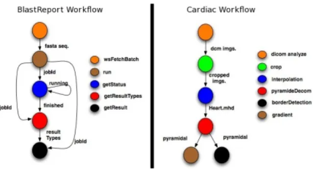 Fig. 7. BlastReport and Cardiac workflows structures