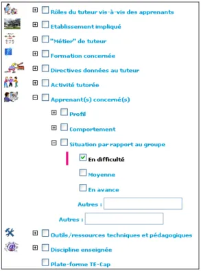 Figure 3. L’interface de classification et de recherche des ressources de TE-Cap  