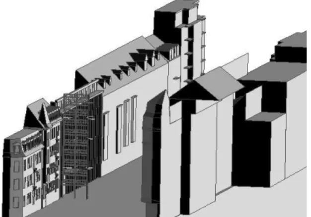 Figure 6 :  Modèle volumétrique des bâtiments de la rue de  l’Argonne (Strasbourg). 