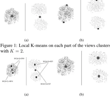 Figure 1: Local K-means on each part of the views clusters with K = 2.
