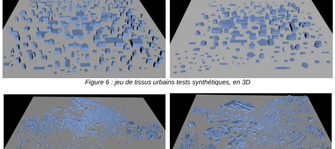 Figure 7 : jeu de tissus urbains tests réels, visualisés en 3D    