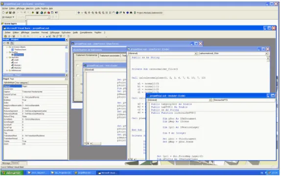 Fig. 9. Environnement de développement VBA sous ArcScene 9.1. 