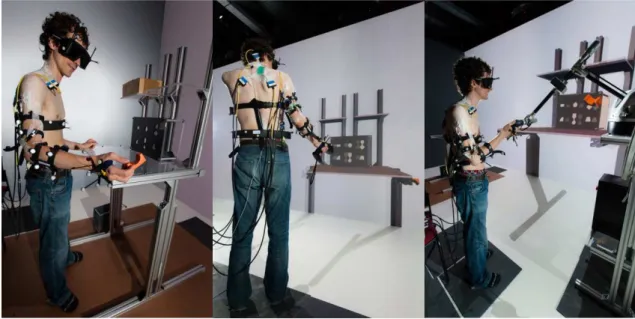 Figure 1 A Manipulation task in real (left), virtual (centre), virtual with haptic (right).