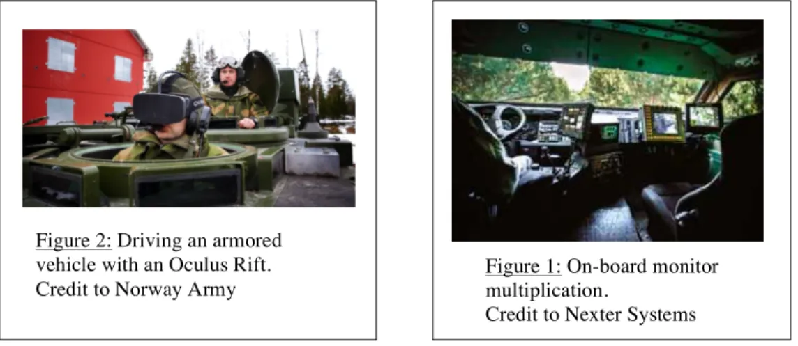 Figure 2: Driving an armored  vehicle with an Oculus Rift. 