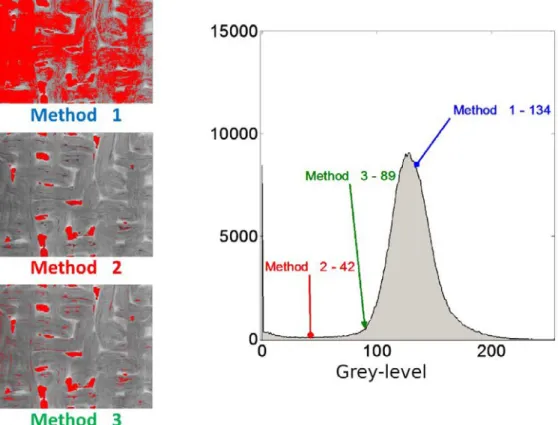 Figure 7: Methods of thresholding porosities for the composite plate C. 