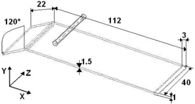 Figure 5: Plastic part dimensions and one cooling channel