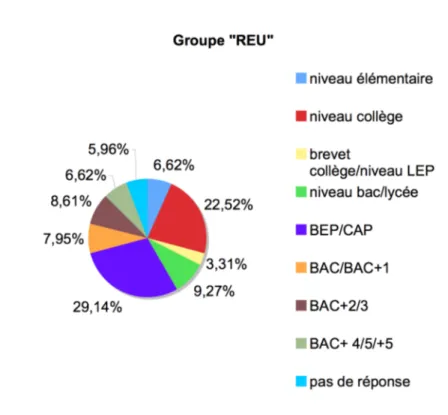 Figure 8 : Proportion de diplômés et  de non diplômés du groupe « REU » 