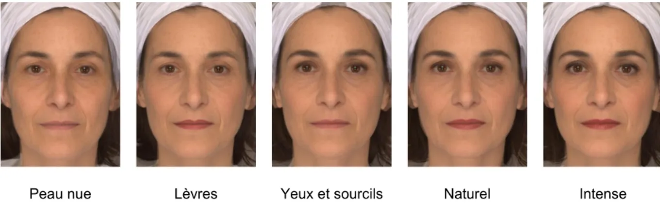 Figure 8 : Exemple des étapes de maquillage pour une femme de 48-52 ans  