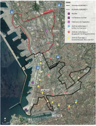 Figure 8. Périmètres de l’opération Euroméditerranée / Euroméditerranée National Interest Planning Project’s perimeters.