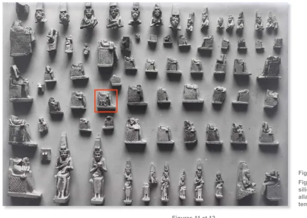 Figure 10  : IES Tn 5/4 Figurines en faïence  siliceuse égyptienne d’Isis  allaitante trouvées dans le  temple dit d’Anta en 1930[41] IES_NI_0177.
