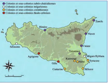 Figure 1. Carte des établissements grecs de Sicile.