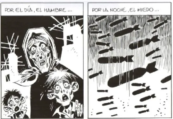 Illustration 3 : Carlos Giménez, 36-39. Malos Tiempos, vol.3, Barcelone, Glénat, 2008, p.7, cases 2-3.