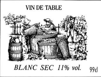 Fig.  12  —  Étiquette  d'un  vin  de table  contemporain  reproduisant  une scène de vendanges