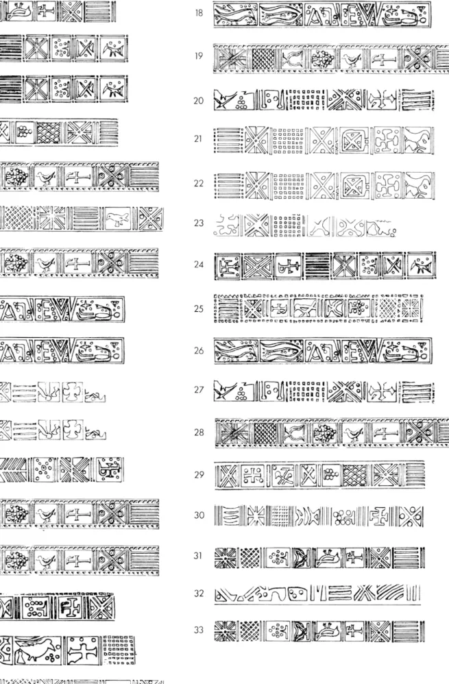 Fig. 3 — Dessins synthétiques des molettes  complètes mentionnées  dans  le  catalogue (nos  1-33)