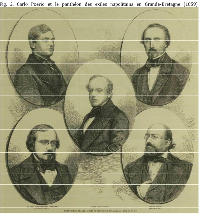 Fig.  2.  Carlo  Poerio  et  le  panthéon  des  exilés  napolitains  en  Grande-Bretagne  (1859)