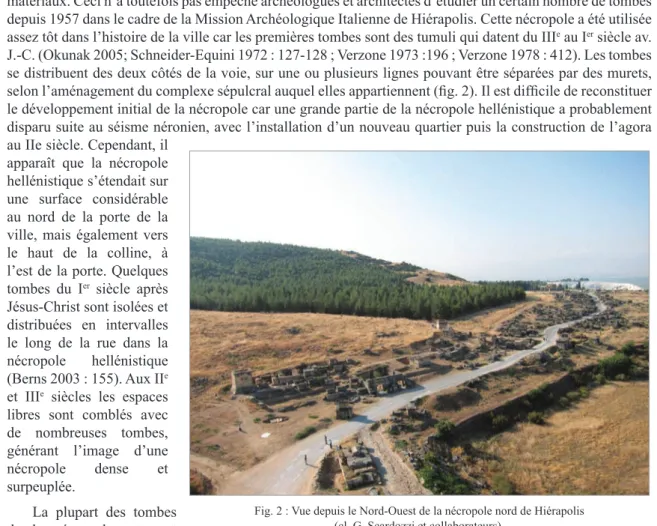 Fig. 2 : Vue depuis le Nord-Ouest de la nécropole nord de Hiérapolis   (cl. G. Scardozzi et collaborateurs).