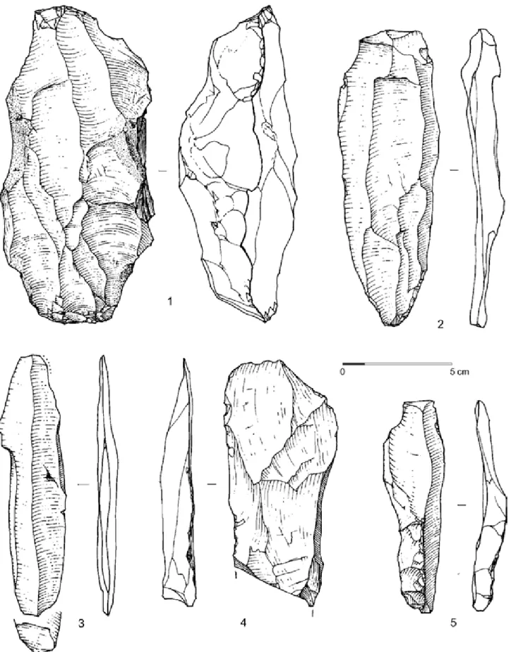 Fig. 3 – Proville (Nord), « le Bois Chenu », paléolithique final, industrie lithique issue des ramassages de surface de la fin des années  soixante