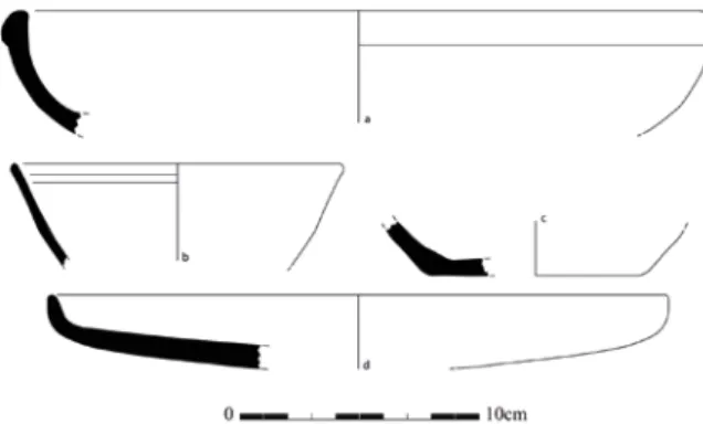 Figure 2. Le mobilier découvert sur l’épave : (a) céramique culinaire Rouge Pompéienne 1