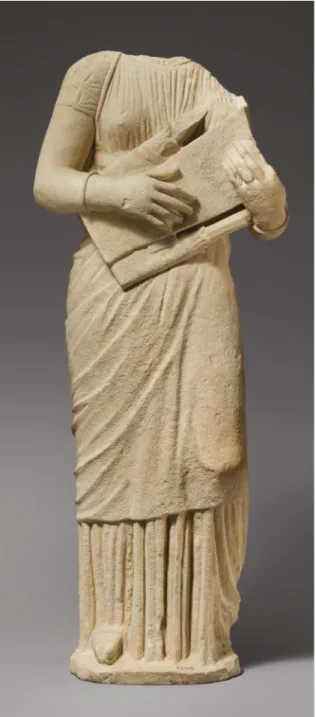 Fig. 1 : Statue de musicienne d’époque hellénistique   trouvée à Golgoi, Chypre (cliché Metropolitan Museum of 