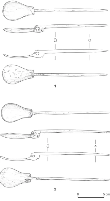Fig. 10 – Les cuillères en argent  (dessin et DAO : A. Stoll, CReA-Patrimoine, ULB).