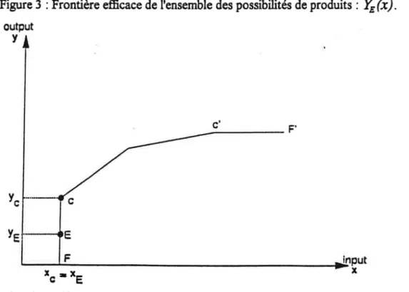 Figure  3  :  Frontière  efficace de I'ensemble  des  possibilités  de  produits  : Yr(x).