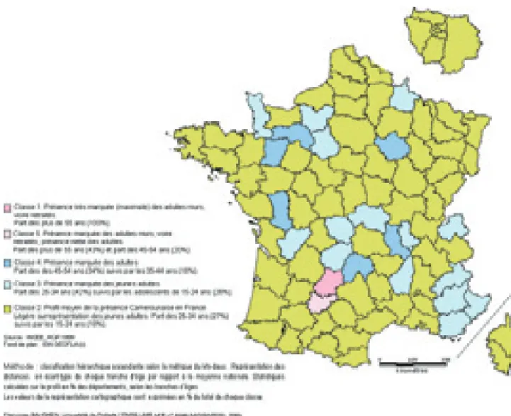 Figure 1. Type d’activité en cinq postes des Camerounais présents en  France en 1999