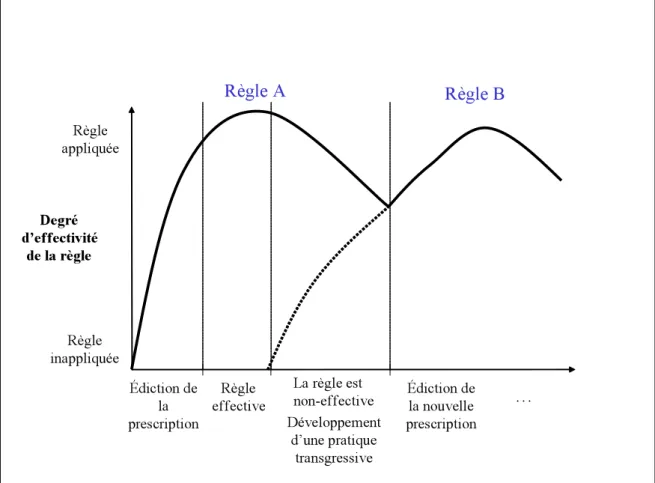 Figure 1 :  Le cycle de vie de la règle d’après notre compréhension des travaux de Norbert  Alter 