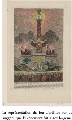 Fig. 1 Superbe feu d’artiﬁce ordonné par MM.rs les prévots des marchands et échevins de la ville de Paris tiré place de l’hotel de ville le dimanche 14 décembre 1783