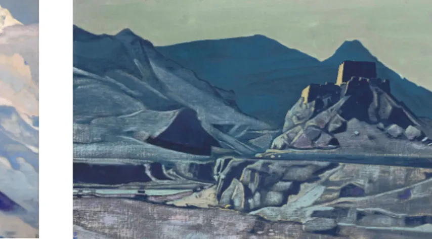 Fig. 3. Roerich, White and Heavenly, 1924  tempera sur toile, 88,5 x 116,5 cm 