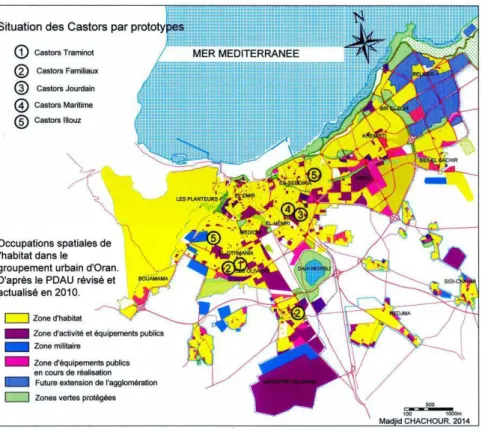 Figure 3 : Situation des cités Castors dans la commune d’Oran