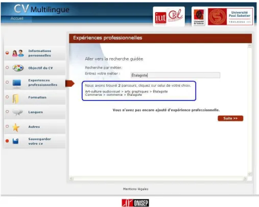Figure 3 – Exemple d’une recherche libre et de contextualisations multiples   pour un même terme 