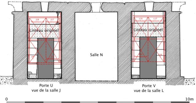 Fig. 2 : Coupe transversale sur les salles J, N et L, vue vers l’est (© J.-Fr. Carlotti)