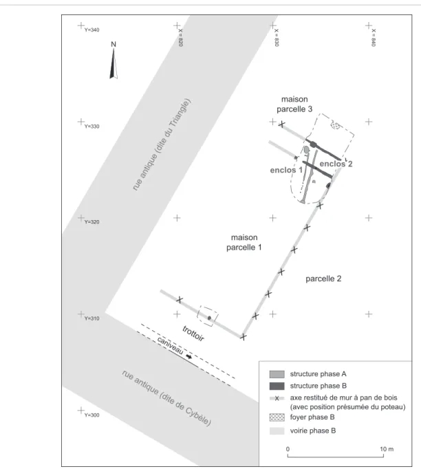 Fig. 3 – Place de la République : plan des structures précoces   (DAO : Y. Daune, Metz Métropole).