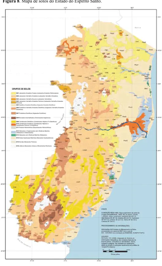 Figura 8. Mapa de solos do Estado do Espírito Santo.