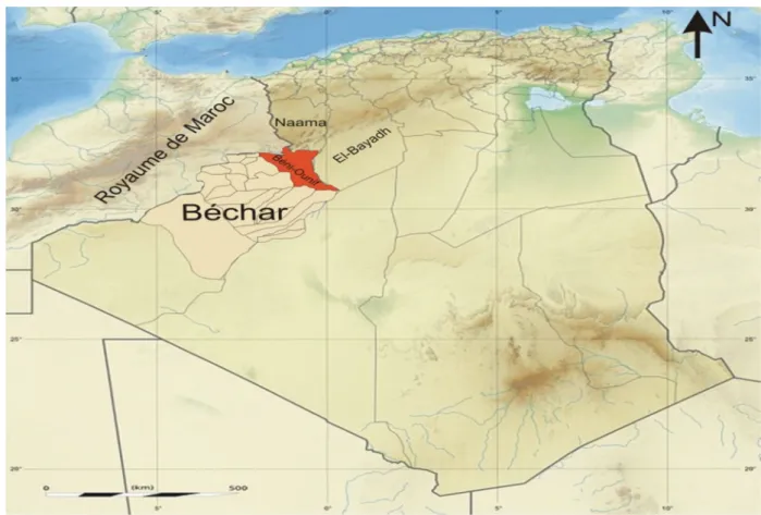 Figure IV.1 : Les limites administratives de la commune de Béni Ounif et sa situation  géographique 