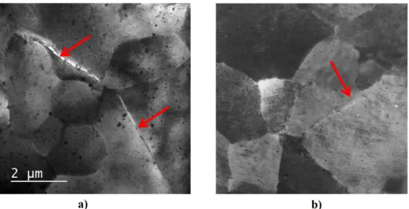 FIG. 5: General views of a) Q12™ alloy irradiated during four 18-month cycles, b) M5® 