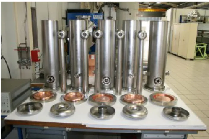 Figure 2: Series cavities just before tuning operation in  the manufacturer premises. 